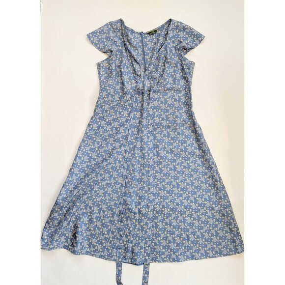 Oilily Silk Summer Floral 1940's Style Dress Size 42 US 12 Blue - Picture 7 of 15